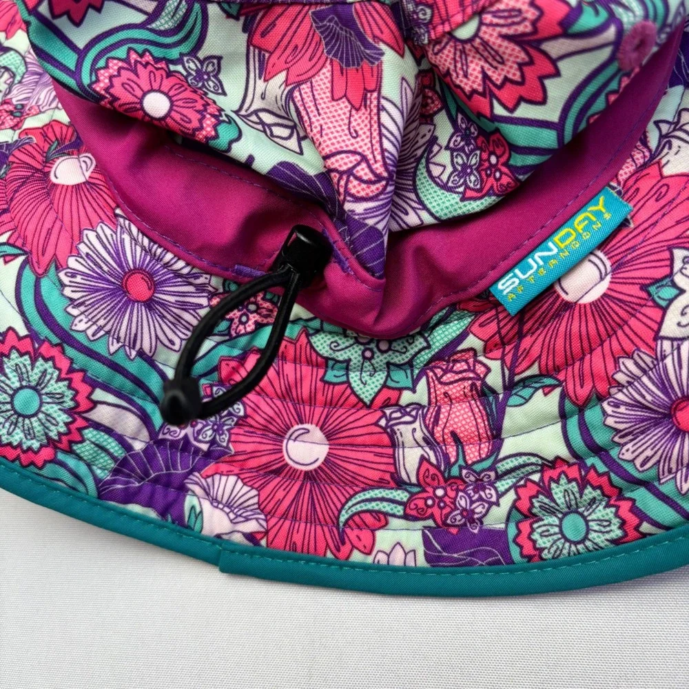 Sunday Afternoons 2 Kids Sun Hats Bundle Floral Blue Wide Brim M/L 2-12 Years